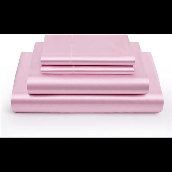 Satin Sheets Full Size Silky Soft Satin Bed Sheets Pink Sheet Set,1 Deep Pocket - Picture 3 of 7